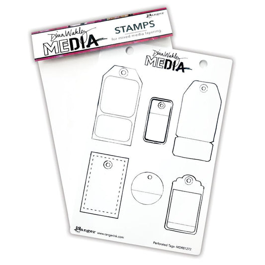 Perforated Tags - Dina Wakley Media Cling Stamps 6"X9"
