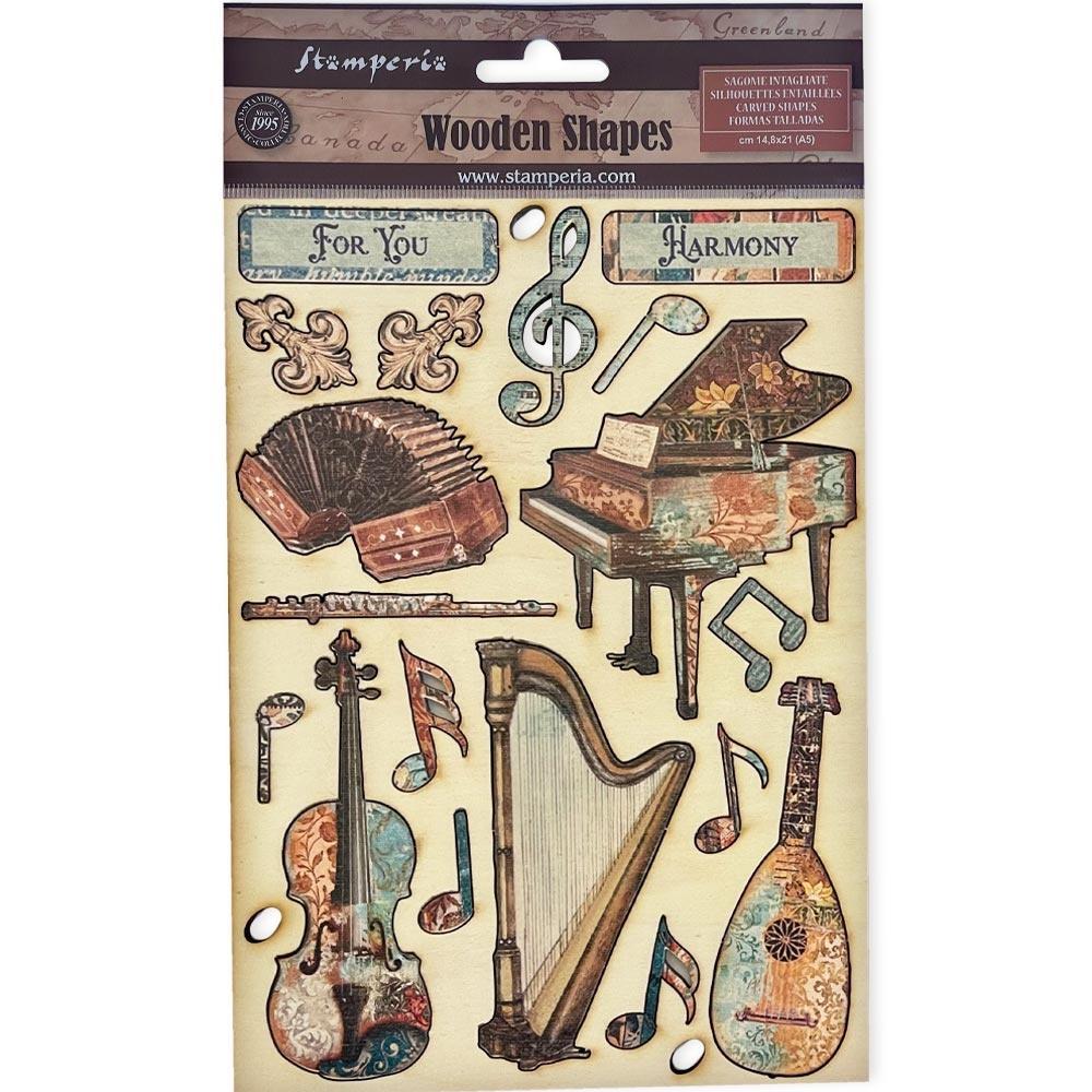 Music - Stamperia Coloured Wooden Shapes A5