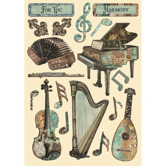 Music - Stamperia Coloured Wooden Shapes A5