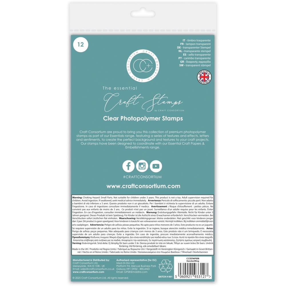 Craft Consortium Photopolymer Stamp set - Handwritting