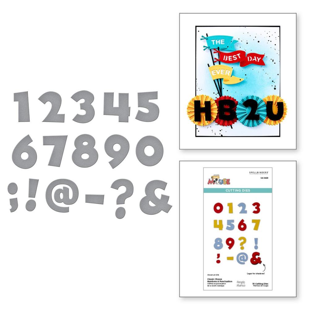 Spellbinders Etched Dies From Say Cheese Classic Mouse - Classic Mouse Numbers & Punctuation