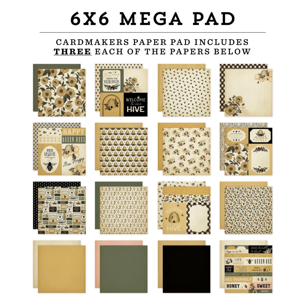 Carta Bella Double-Sided Cardmakers Mega Paper Pad 6"X6" - Honey Bee