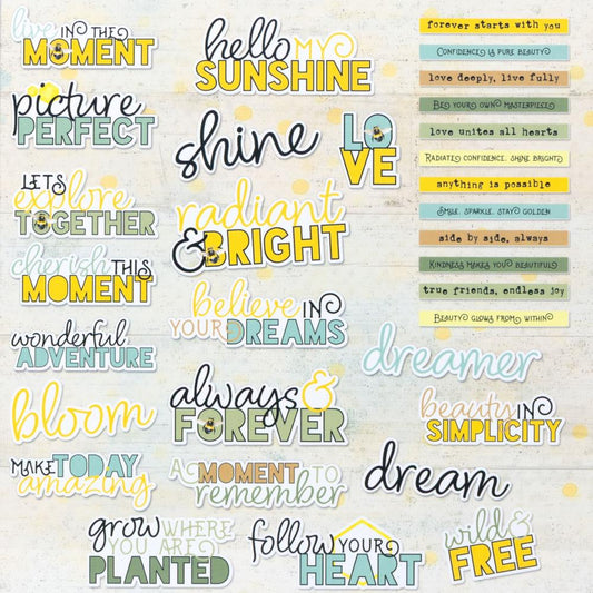 Botanical Buzz Chipboard Words by Dennis Bruton