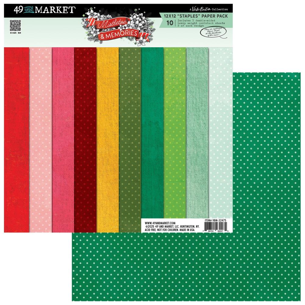 Mistletoe And Memories 12x12 "Staples" Paper Pack By Vicki Boutin