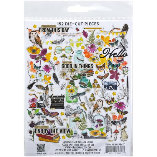 Curiosities In Willow Grove Icons and Titles Ephemera Set By Vicki Boutin