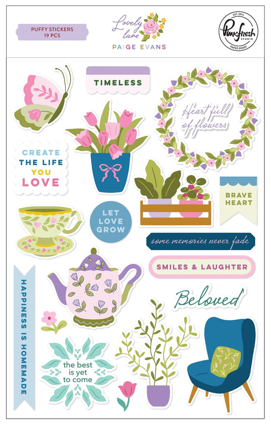 Pinkfresh Studio Lovely Lane: Puffy Stickers Paige Evans