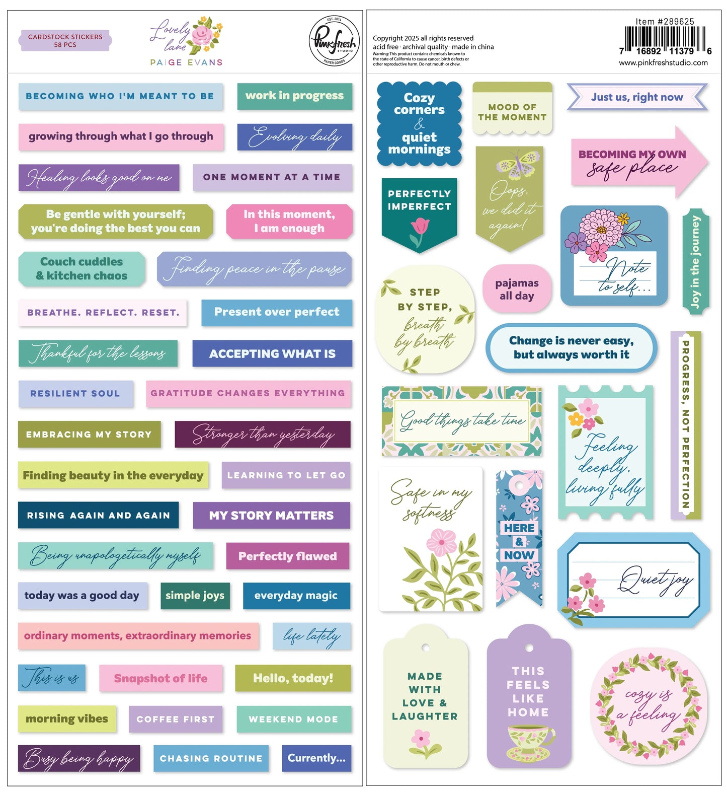Pinkfresh Studio Lovely Lane: Cardstock Stickers Paige Evans
