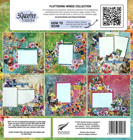 3Quarters Designs - Fluttering Wings - 12"x12" Pack Back