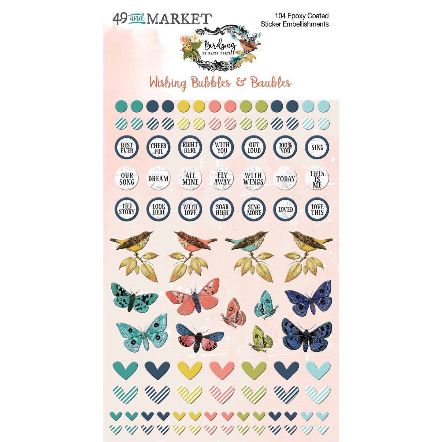 49 and Market Birdsong Stickers - Wishing Bubbles & Baubles