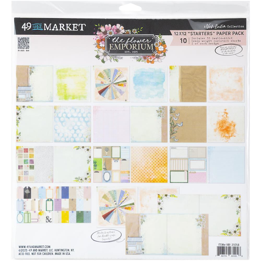 49 and Market The Flower Emporium 12x12 "Starters" Paper Pack By Vicki Boutin