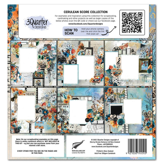 3Quarters Designs - Cerulean Score - 12"x12" Pack