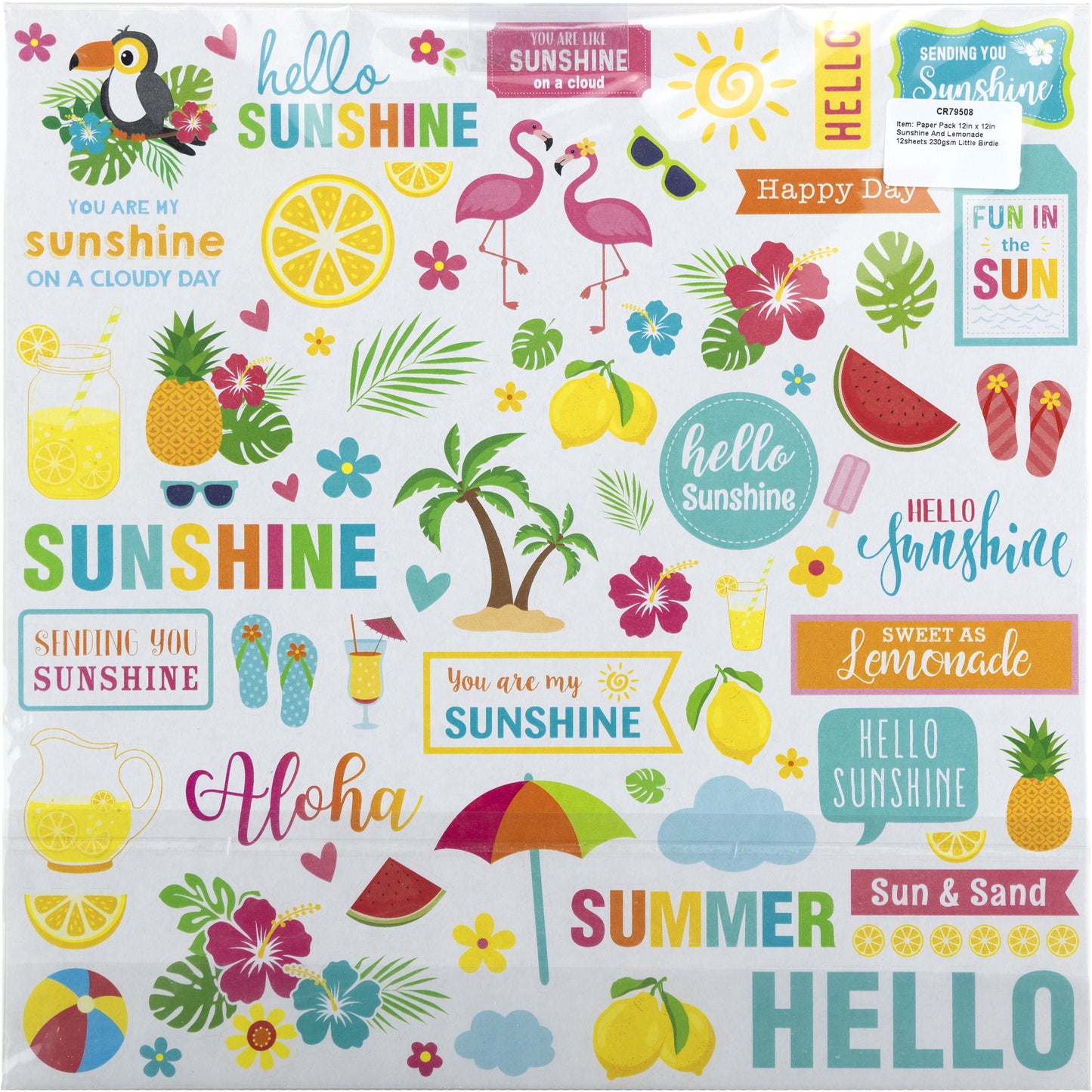 Sunshine & Lemonade Cardstock Pack 12"X12" 24/Pkg
