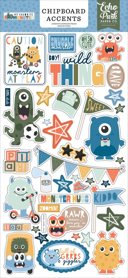 My Favorite Monster Chipboard Accents 6"x13"