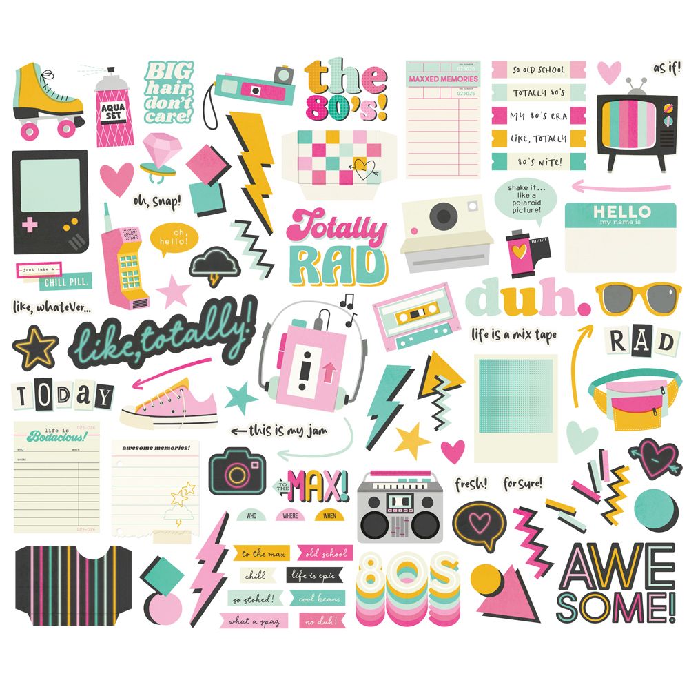 Simple Stories Bits & Pieces Die Cuts - Totally 80's