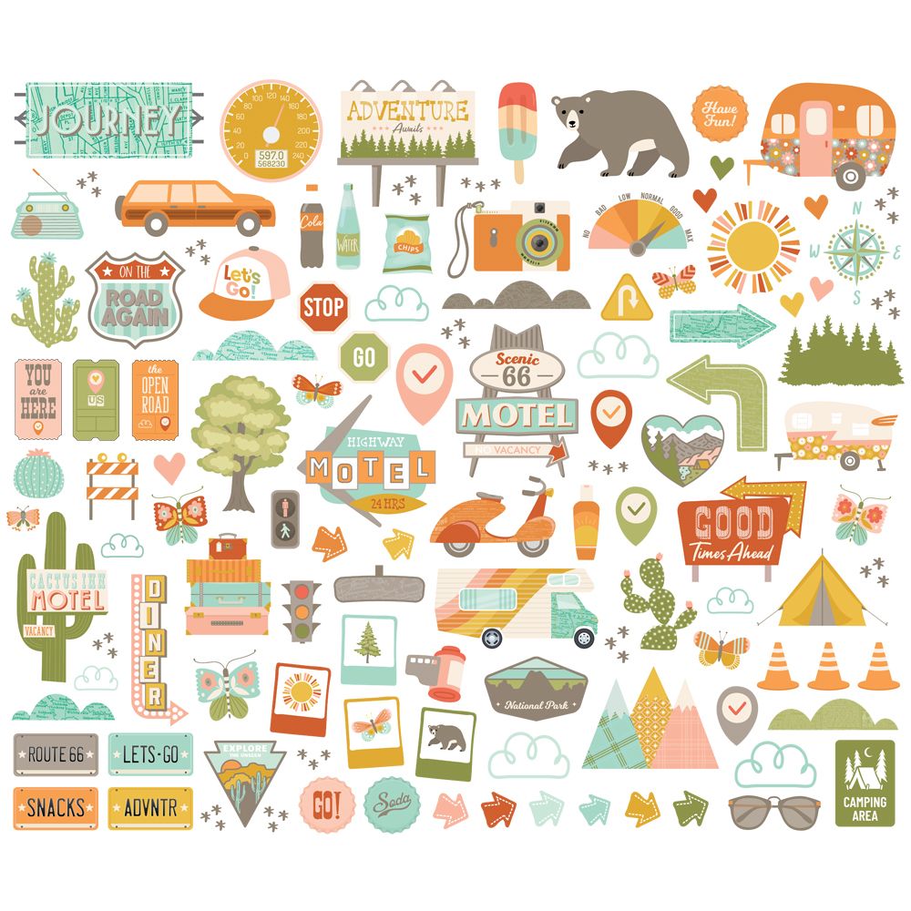 Simple Stories Bits & Pieces Die Cuts - Open Road