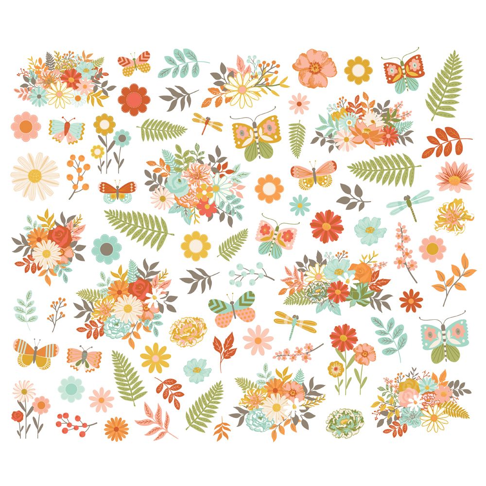 Simple Stories Floral Bits & Pieces Die Cuts - Open Road