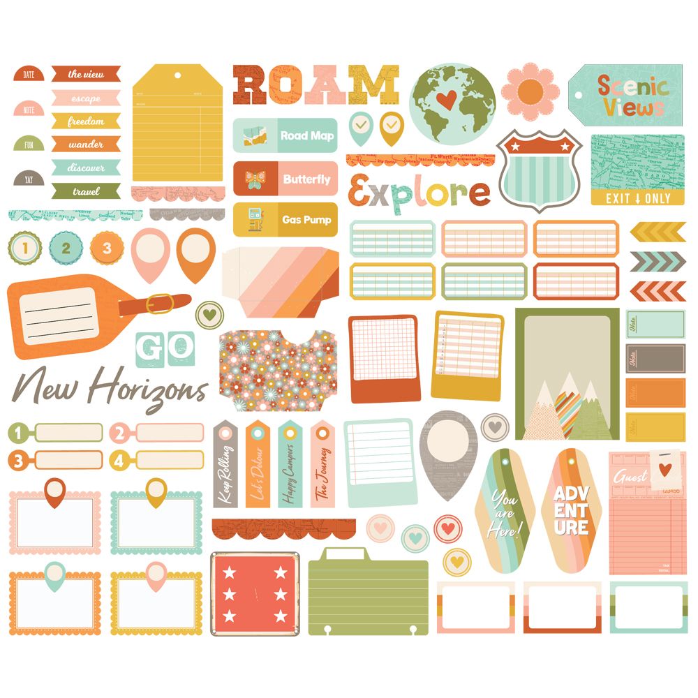 Simple Stories Journal Bits Die Cuts - Open Road