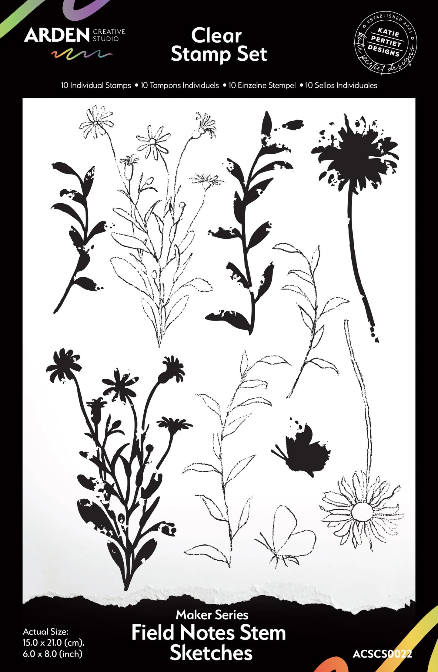 Arden Creative Studio - Maker Series - Field Notes Stem Sketches 6in x 8in Clear Stamp Set