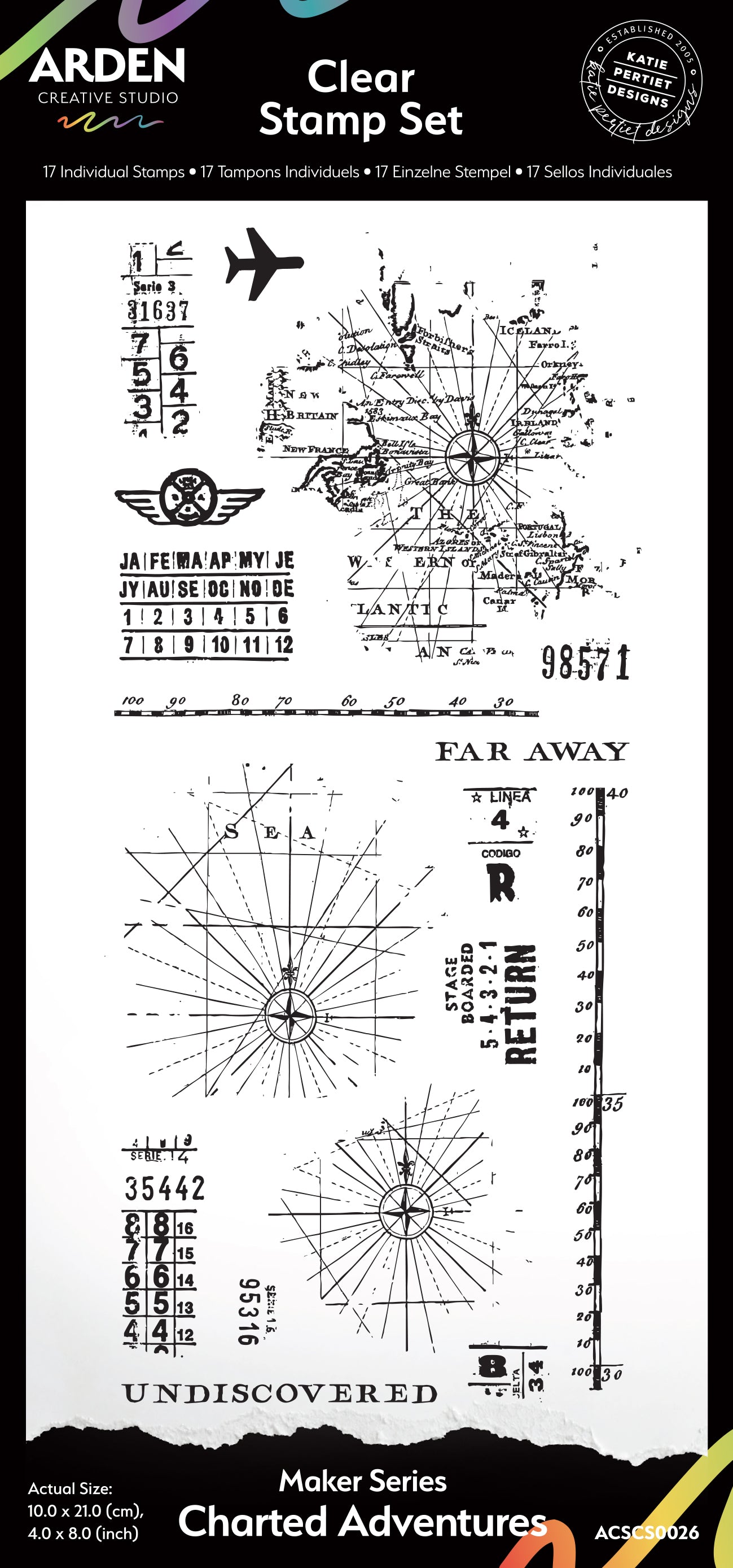 Arden Creative Studio - Maker Series - Been There - Chartered Adventures - 4in x 8in Clear Stamp Set