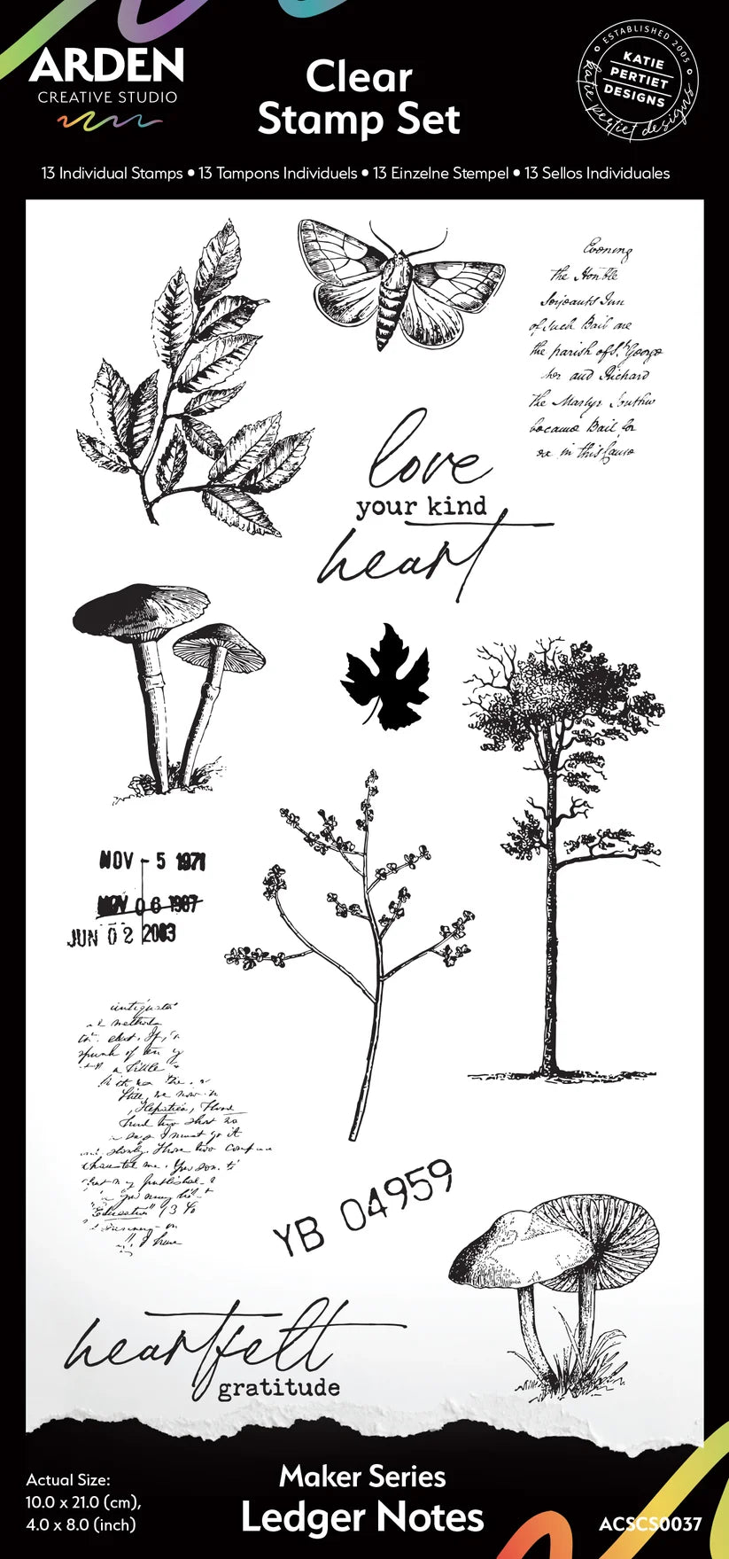 Arden Creative Studio - Maker Series - Amber Ledgers - Ledger Notes - 4in x 8in Clear Stamp Set
