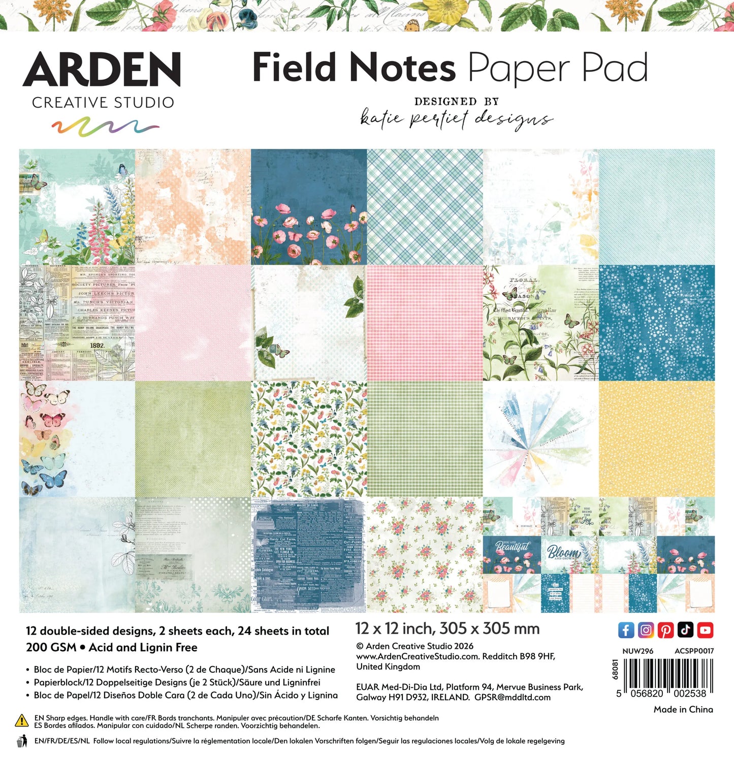 Field Notes - Paper Pad 12X12 - Designed by Katie Pertiet Designs
