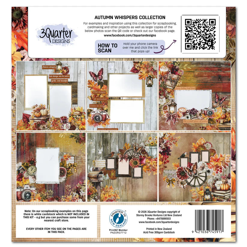 3Quarters Designs - Autumn Whispers - 12"x12" Pack