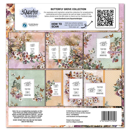 3Quarters Designs - Butterfly Grove Collection - 12"x12" Pack