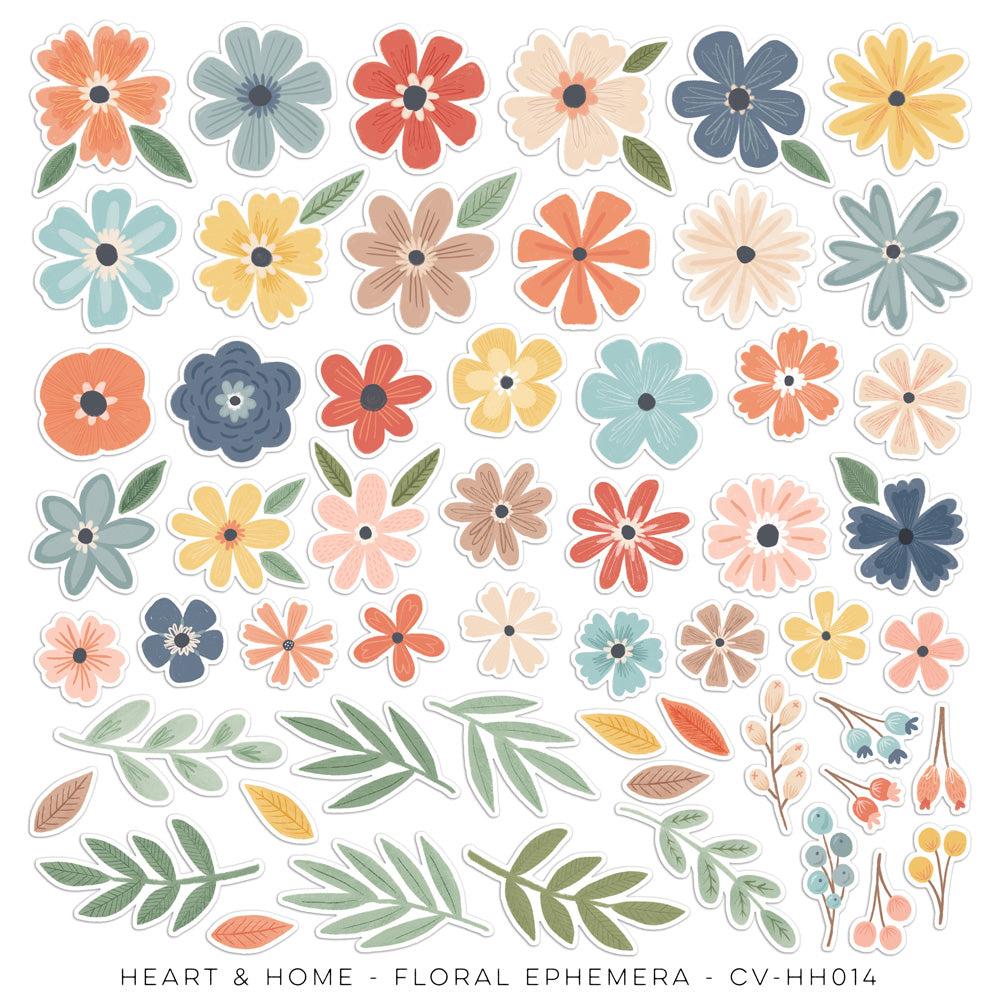 Cocoa Vanilla - Heart & Home Die Cut Floral Ephemera - Captured Hearts Australia