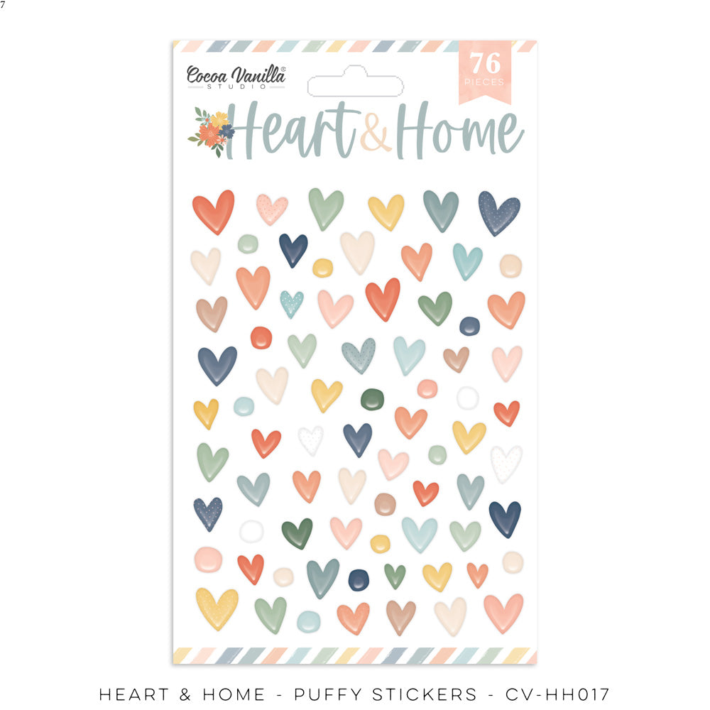 Cocoa Vanilla - Heart & Home Puffy Stickers - Captured Hearts Australia