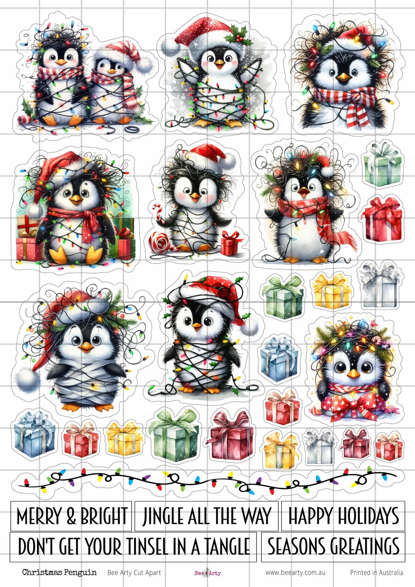Bee Arty A4 Cut Apart - Christmas Penguin