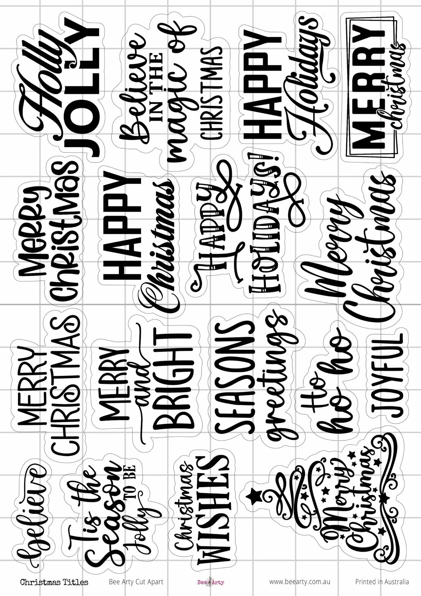 Bee Arty A4 Cut Apart - Christmas Titles