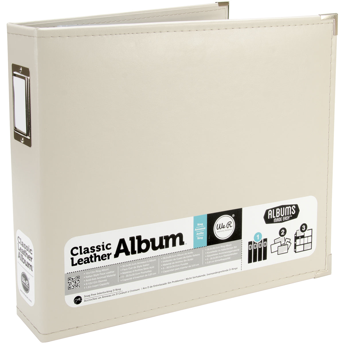 Classic Leather D-Ring Album 12"X12" Griege