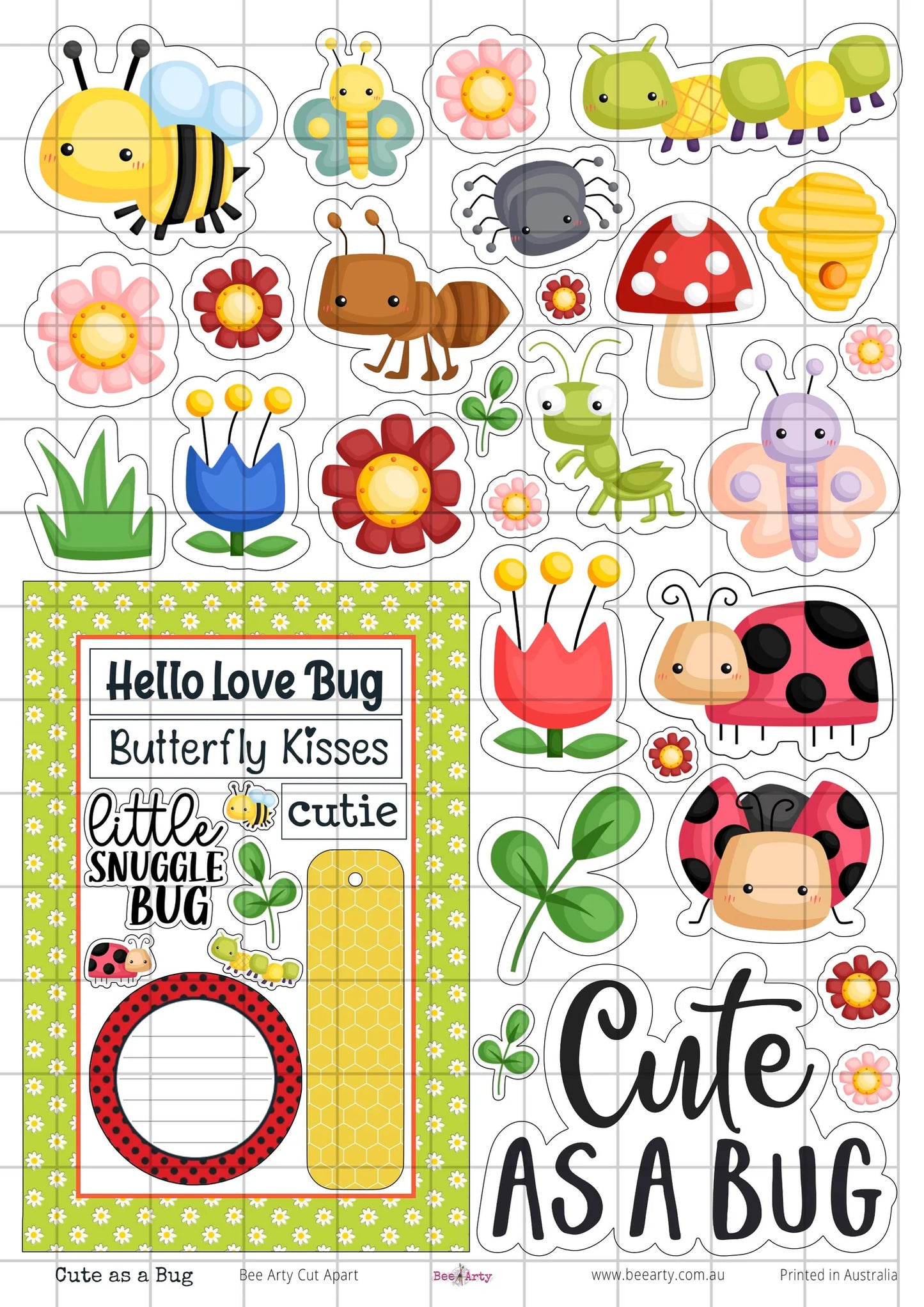 Bee Arty A4 Cut Apart - Cute as a Bug
