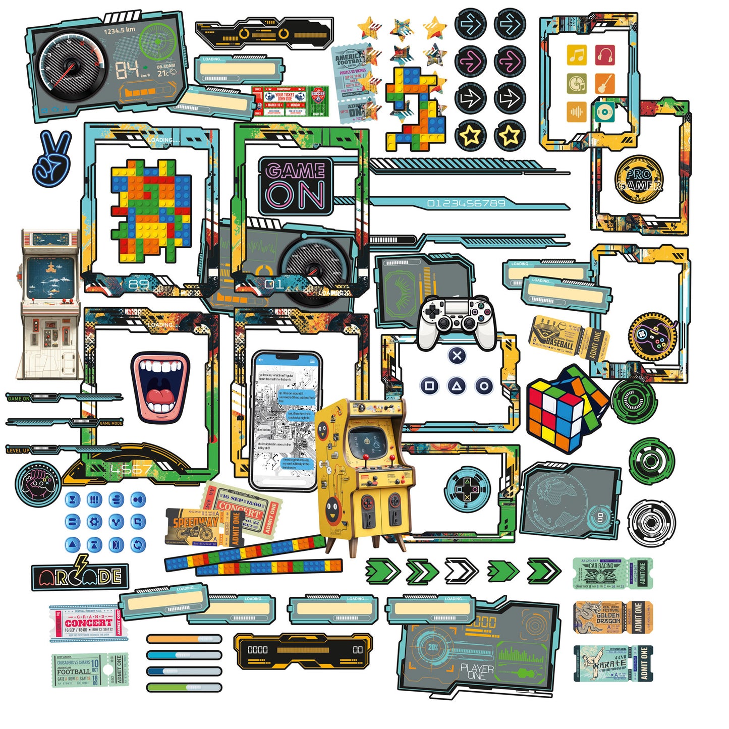 Level Up Ephemera & Frame Set by Dennis Bruton