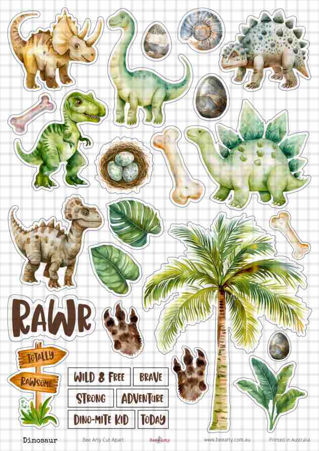 Bee Arty A4 Cut Apart - Dinosaur