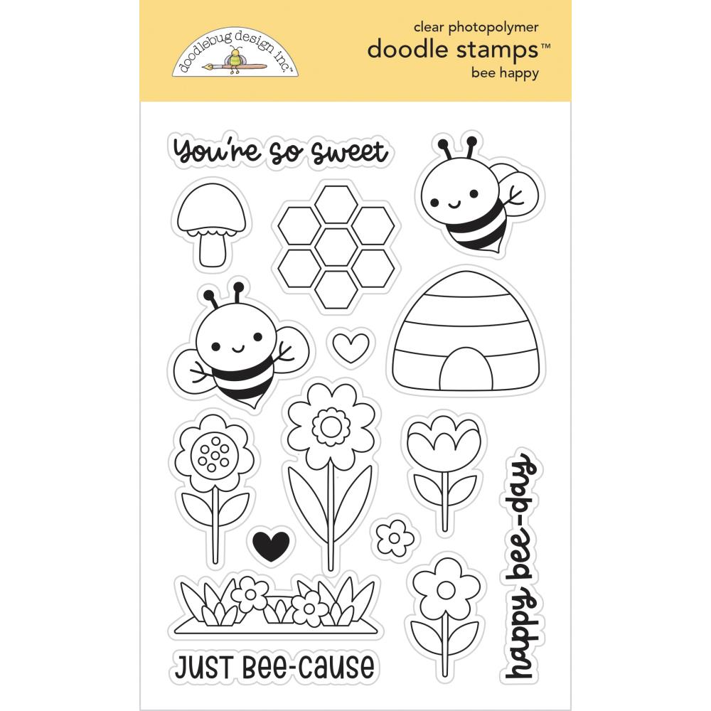 Doodlebug Clear Doodle Stamps - Bee Happy