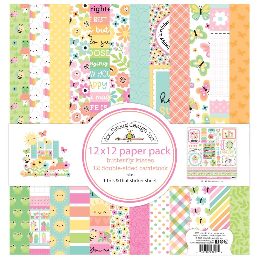 Doodlebug Double-Sided Paper Pack 12"X12" - Butterfly Kisses
