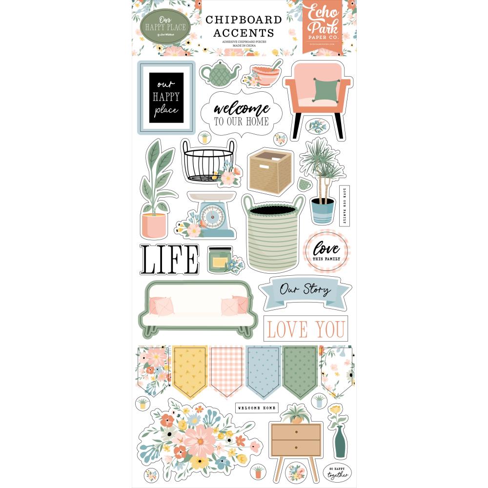 Echo Park Our Happy Place Chipboard Accents