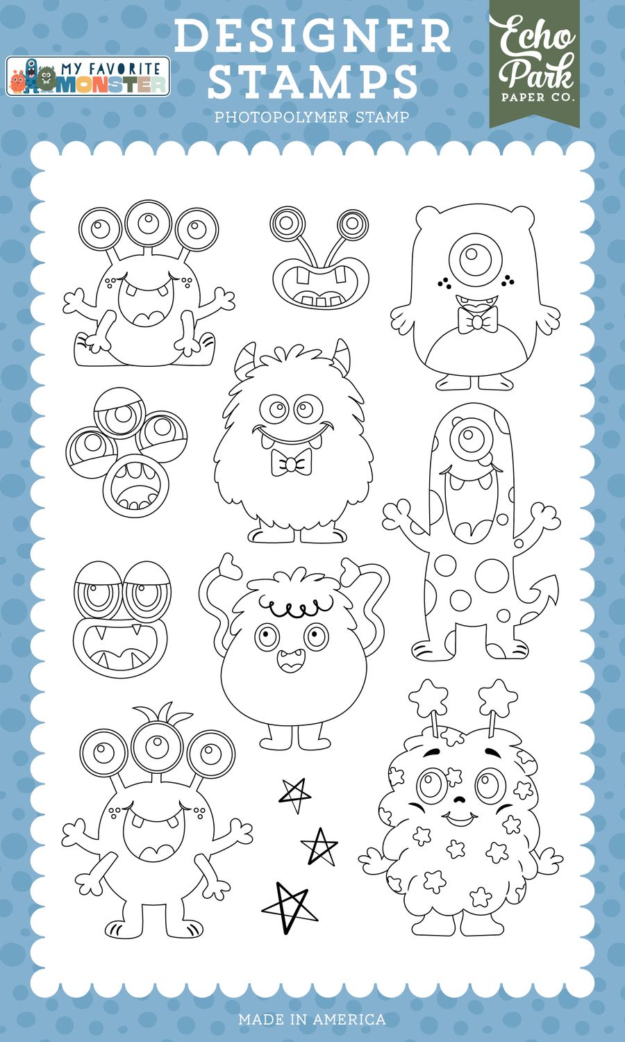 Echo Park Paper Co - My Favorite Monster Stamp Set - Monsters At Play