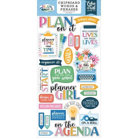 Echo Park Paper Co - Plan On It Chipboard Words & Phrases