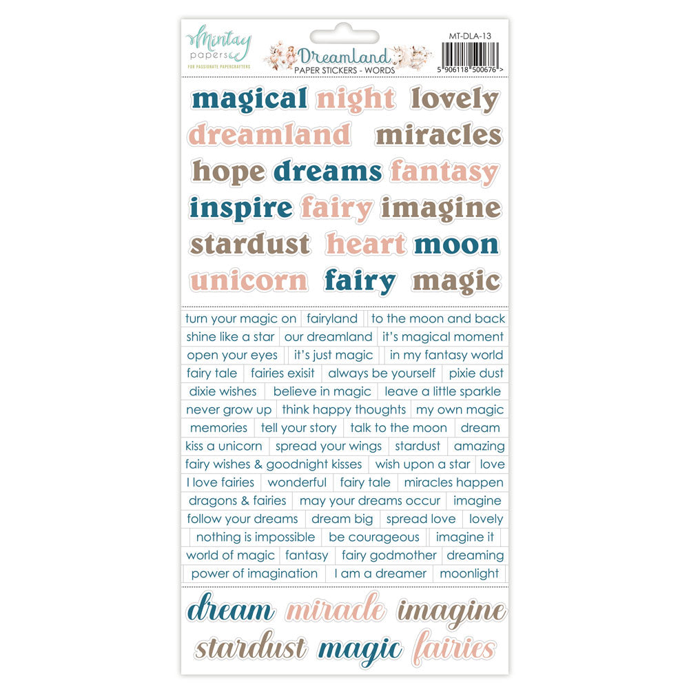 Mintay Papers - Dreamland - Sticker Sheet - Words