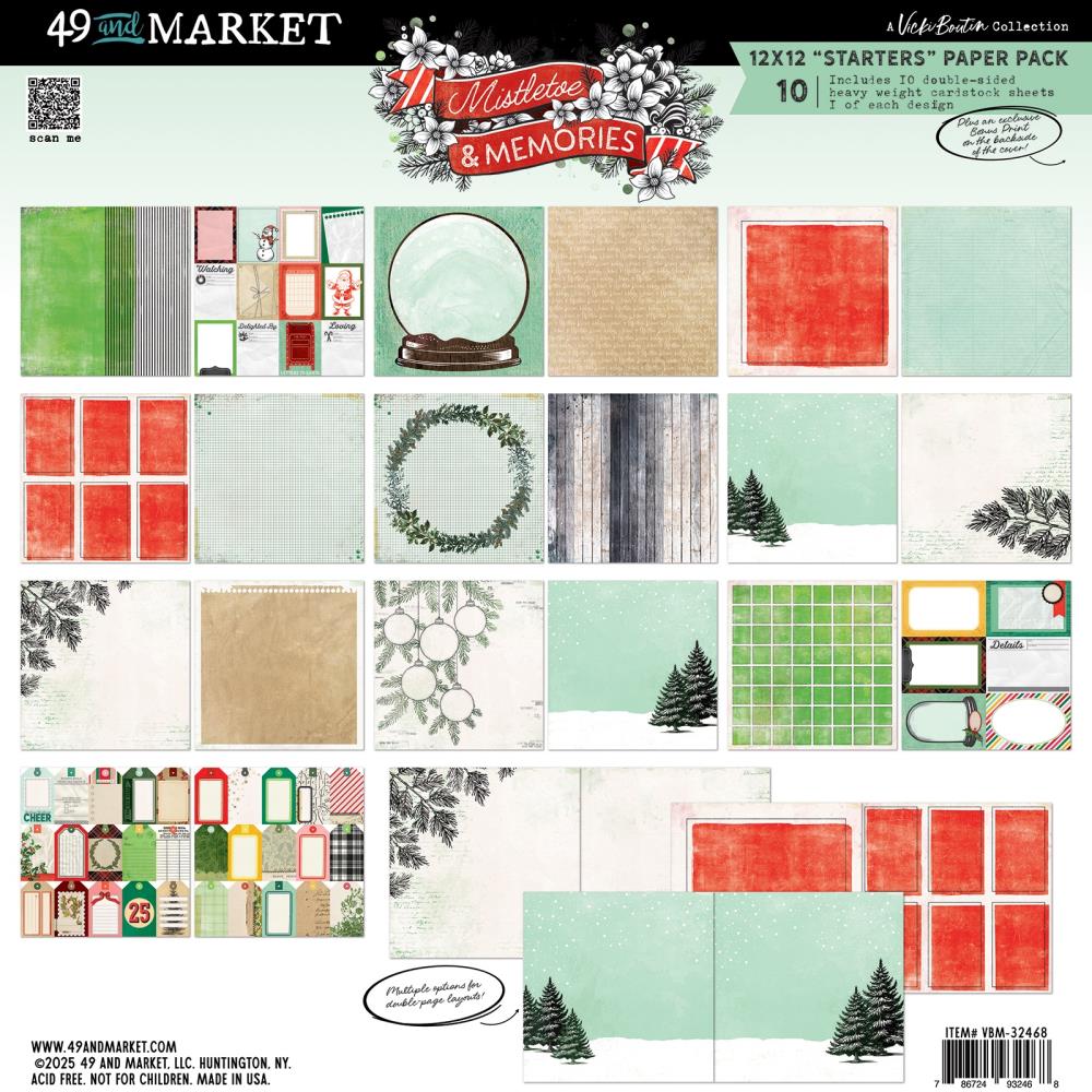 Mistletoe And Memories 12x12 "Starters" Paper Pack By Vicki Boutin