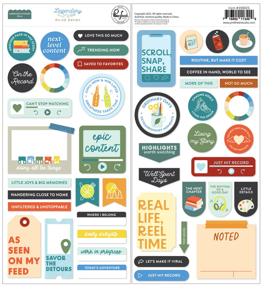 Pinkfresh Studio Legendary: Cardstock Stickers Paige Evans