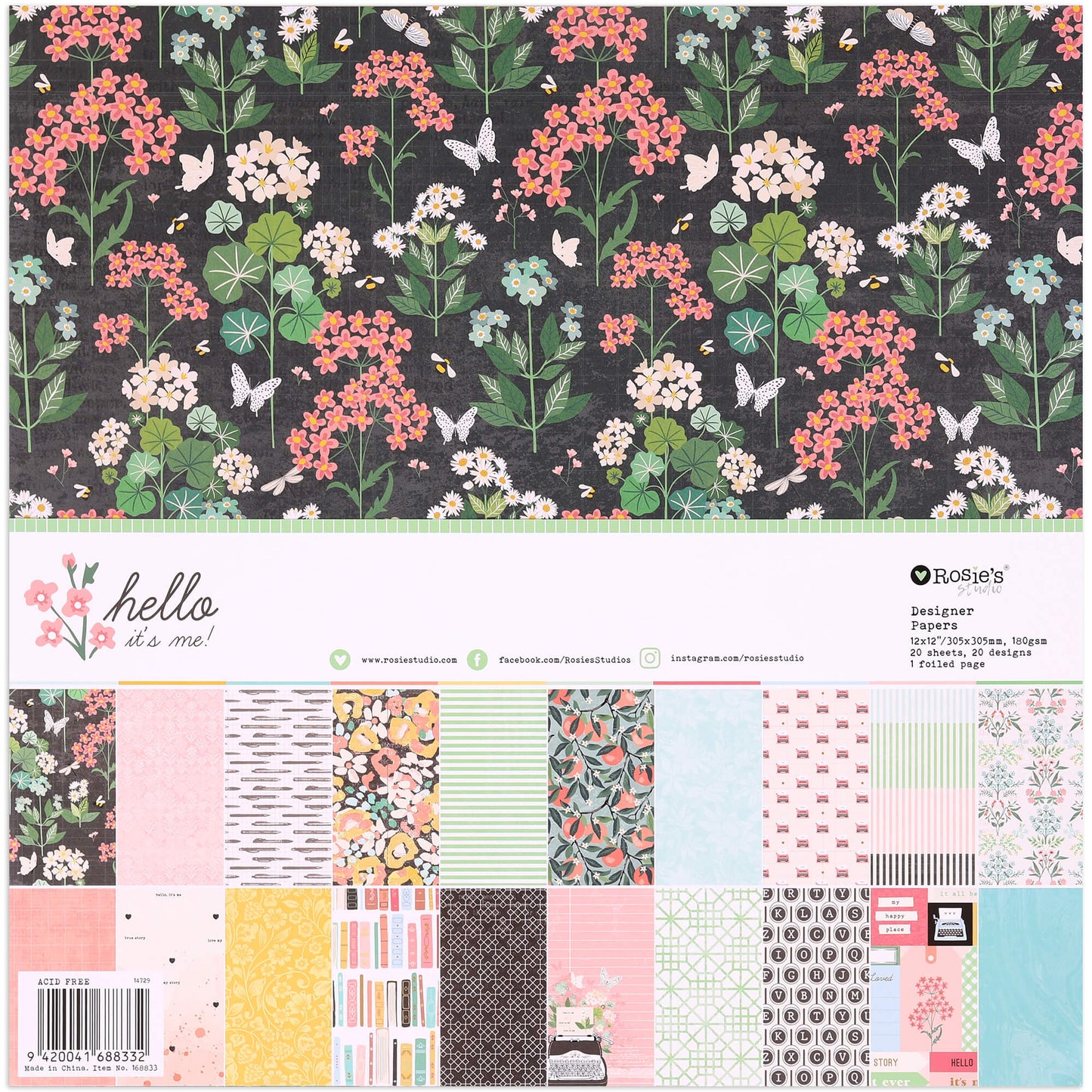 Spellbinders Designer Paper Pack 12"X12" From Rosie's Studio - Hello It's Me