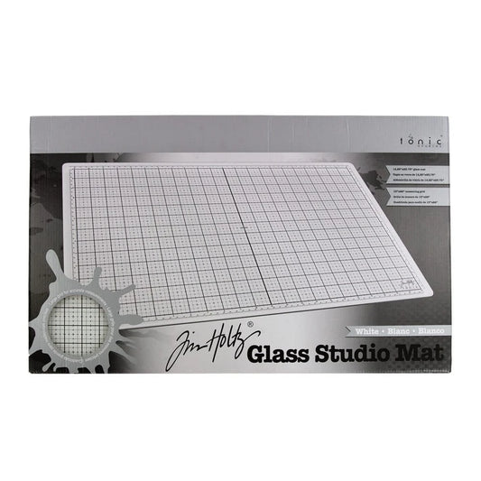 Tim Holtz 23" x 14" Glass Studio Media Mat, White