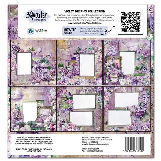 3Quarters Designs - Violet Dreams Collection - 12"x12" Pack