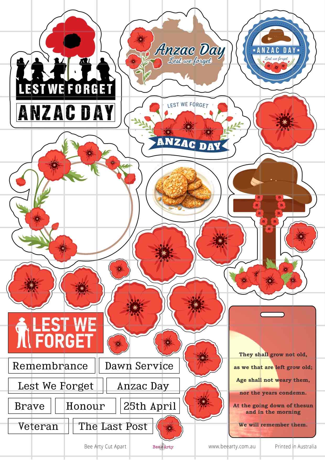 Bee Arty A4 Cut Apart - ANZAC
