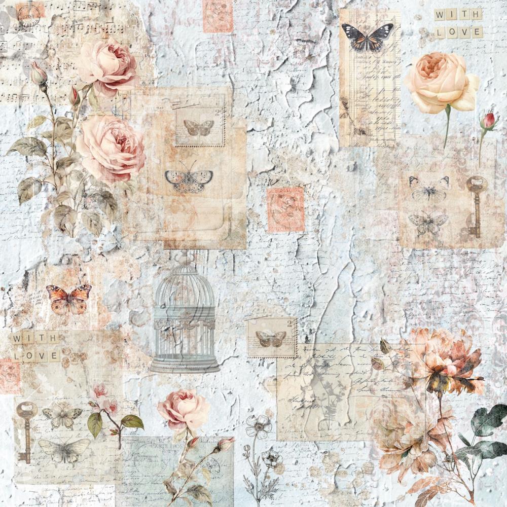 Distressed Florals Paper Pad 12"X12"