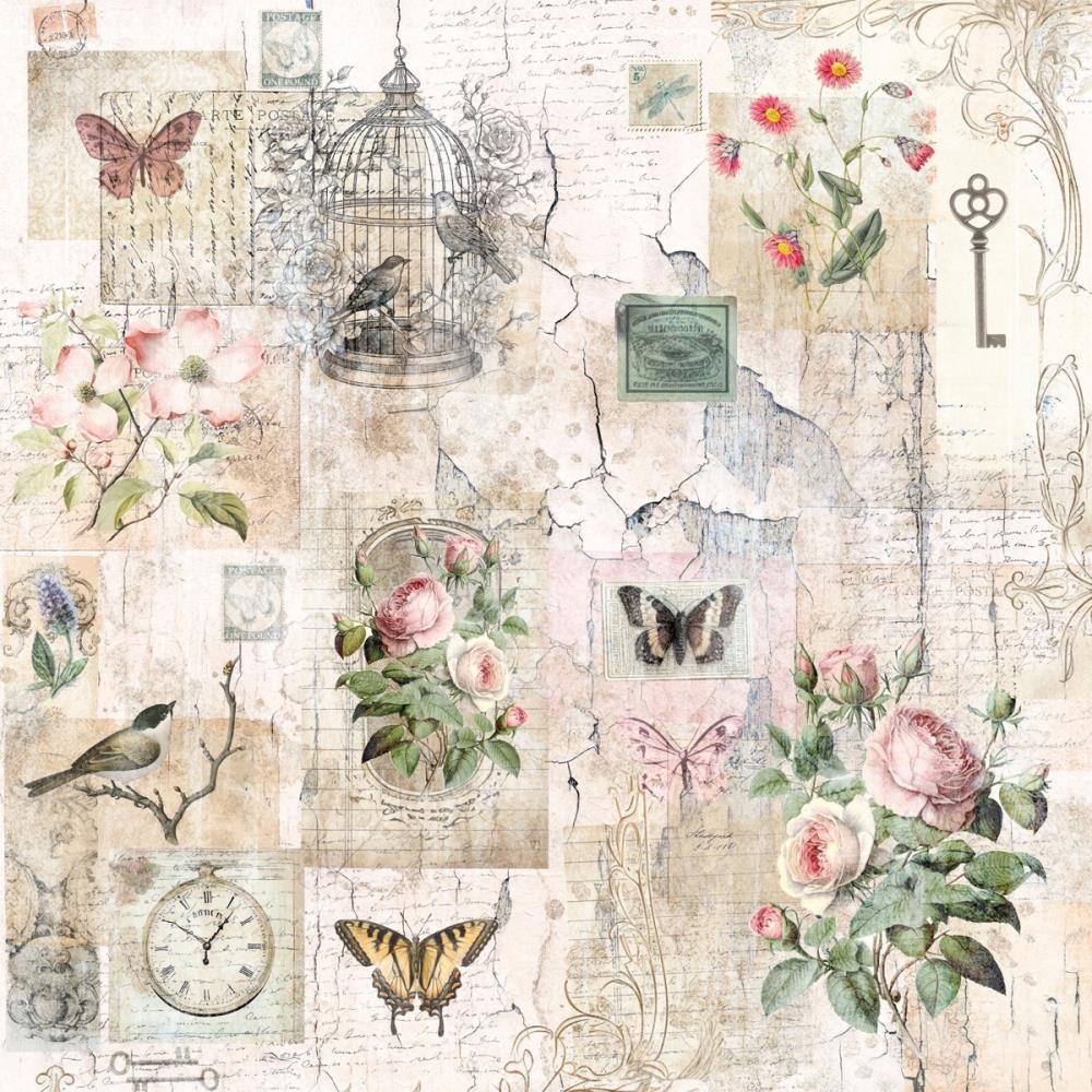 Distressed Florals Paper Pad 12"X12"