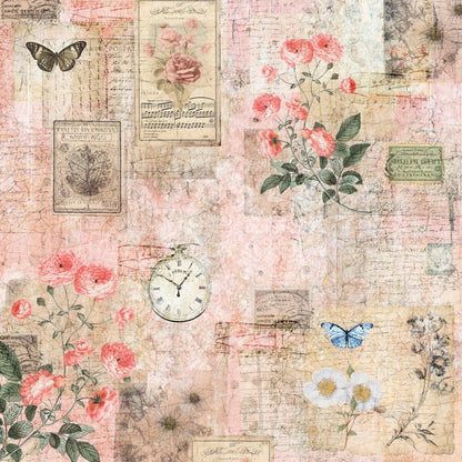 Distressed Florals Paper Pad 12"X12"